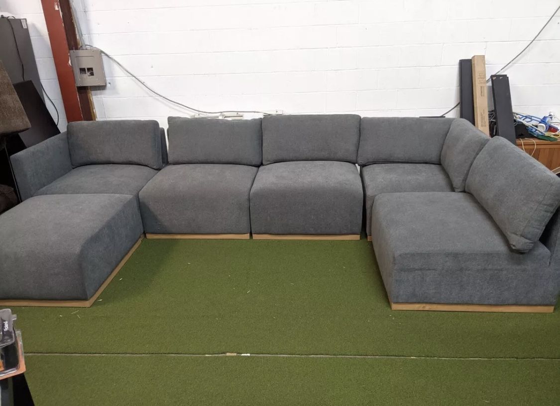 Henredon Murphy Fabric Modular Sectional Couch 6-Piece Gray
