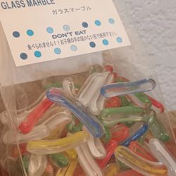 Vintage Bizarre Unique Hotdog Shape Multi Color Collectible Marbles From Japan
