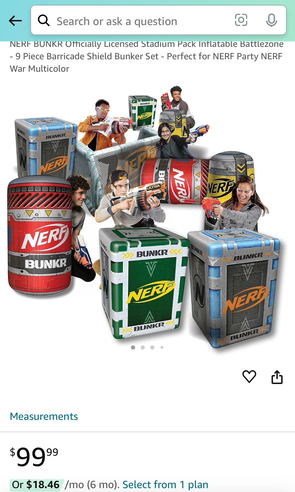 NERF BUNKR Stadium Pack Inflatable Battlezone - 9 Piece Barricade Shield Bunker Set - Perfect for NERF Party NERF War Multicolor