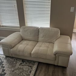 Leather Couch Off White