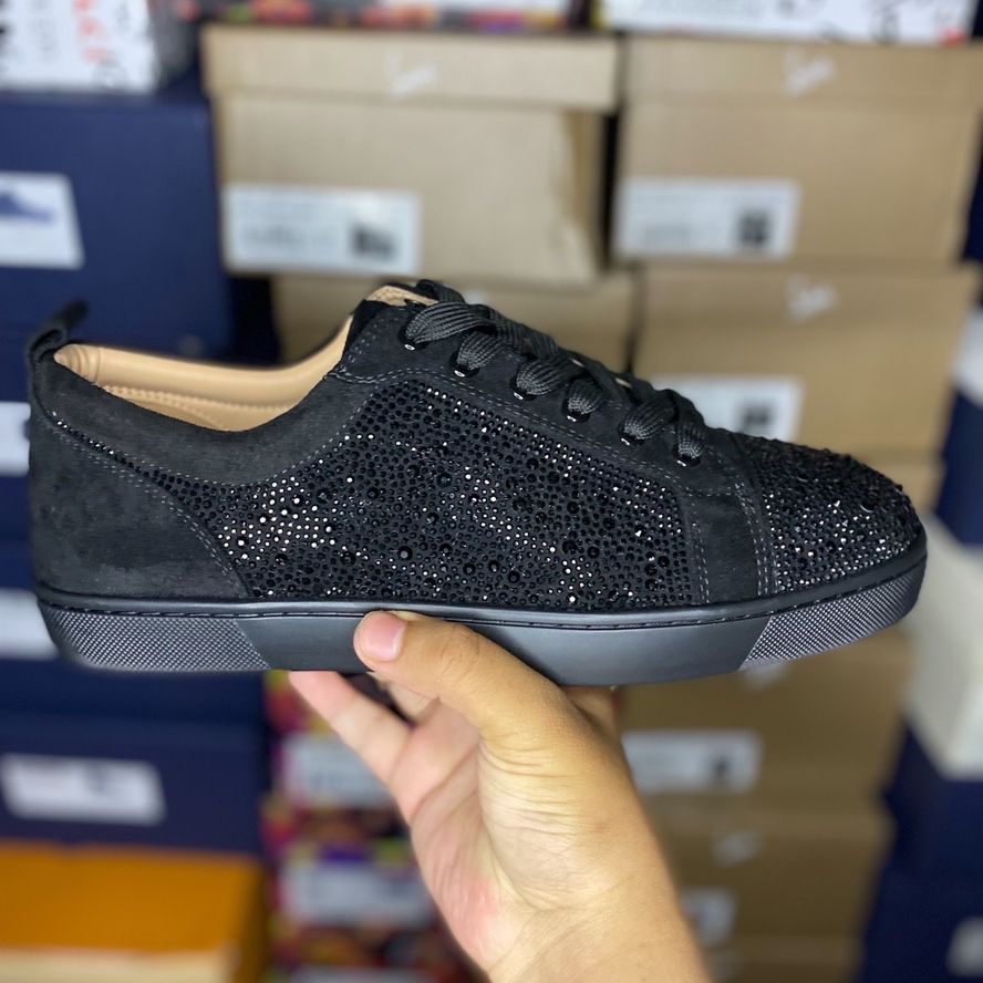 Black Leather Rhine Stone Low Tops for Sale in Santa Ana, CA - OfferUp
