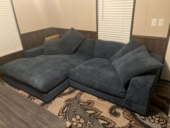 All Modern Blue Two Piece Reversible Chaise Sectional