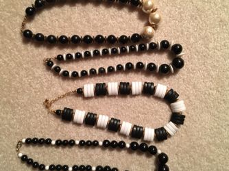 Black and White Necklaces acrylic, plastic, or resin beads