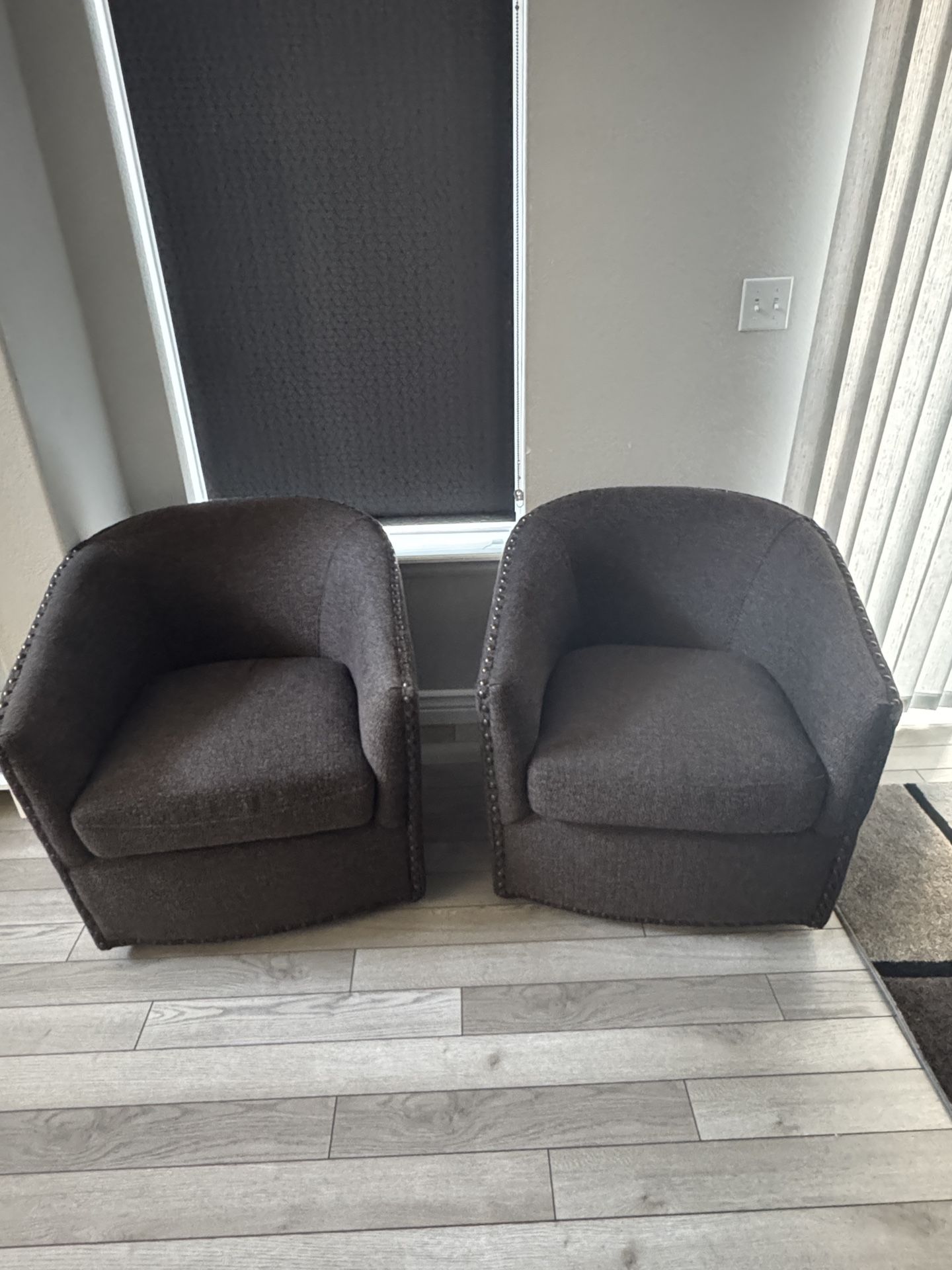 Tyler Chocolate Brown Fabric Swivel Barrel Chairs| With Arms