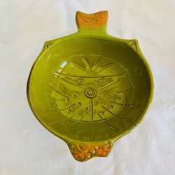 vintage 1967 Pacific Stoneware "People Lovers" cat dish, designed by B. Welsh