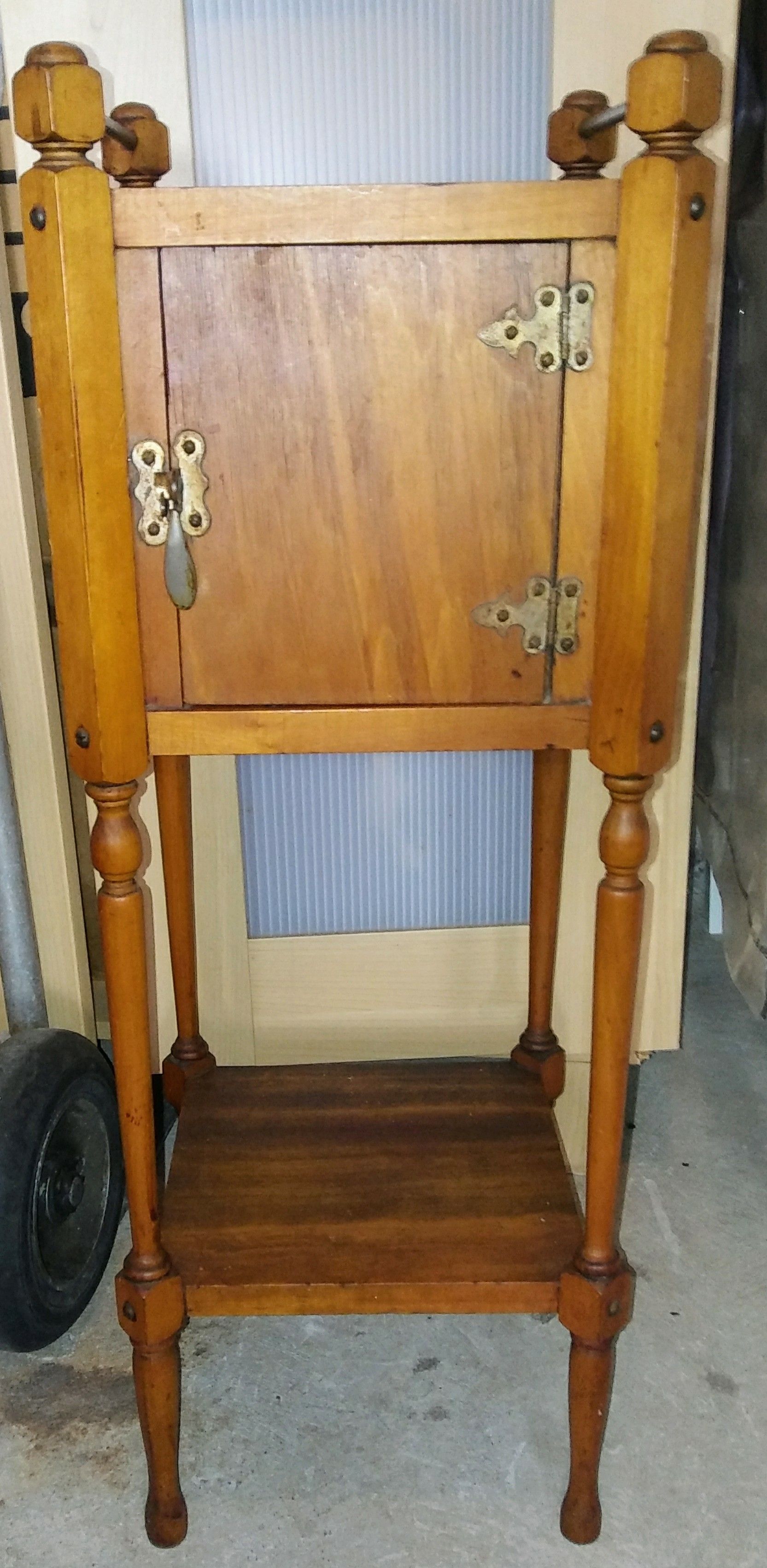 Antique IDEAL Smoking Stand Vintage Wood Humidor 1926