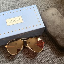 Gucci Gold Aviator Sunglasses, New