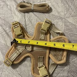 Small Beige Dog Harness And Leash