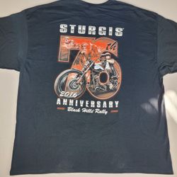 Sturgis Black Hills Rally 76th Anniversary 2016 Biker T-Shirt Men's 3XL