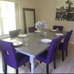 Purple Keyhole Dining Chairs Set of 6