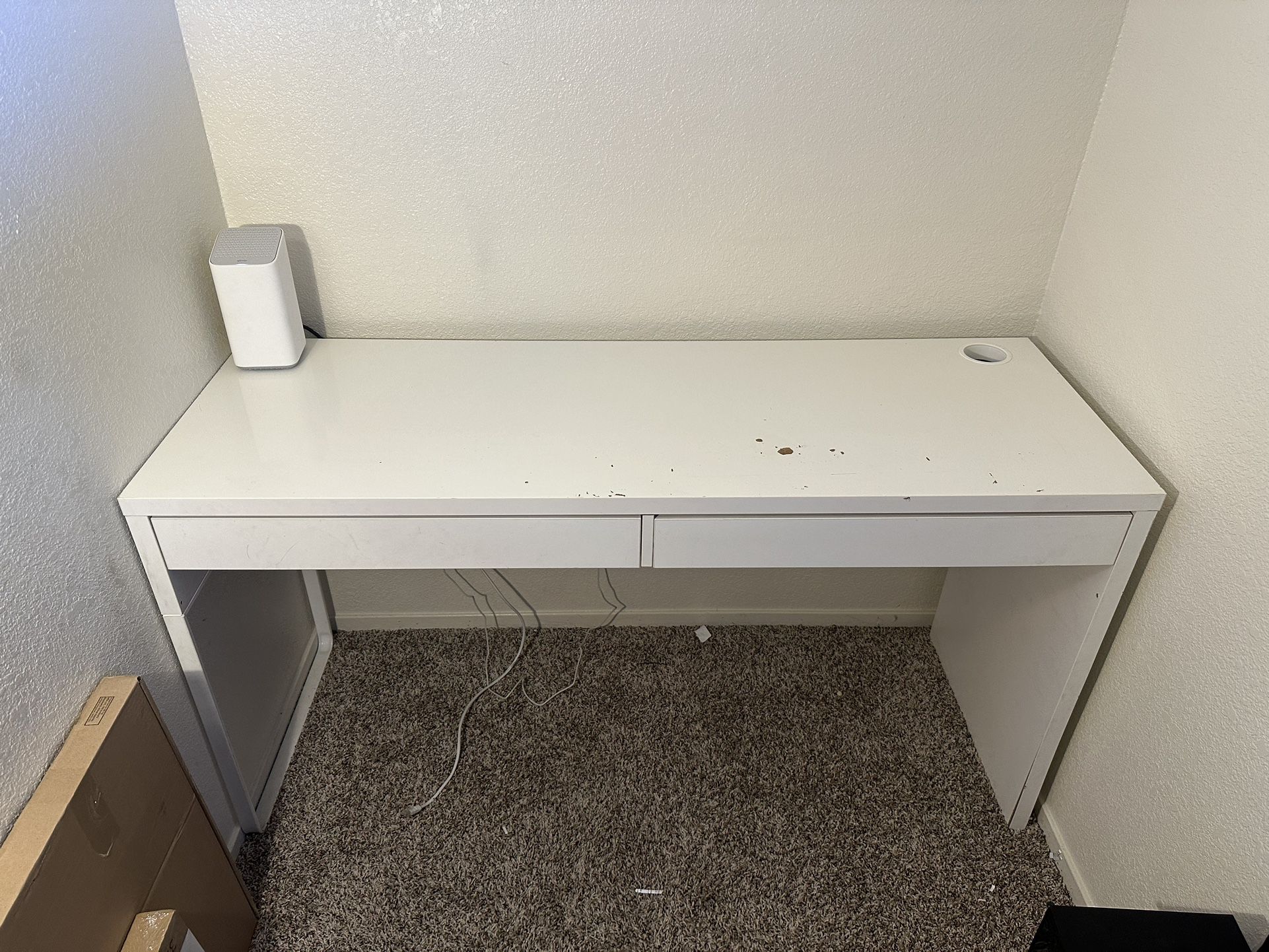 White IKEA 2 Drawer Desk