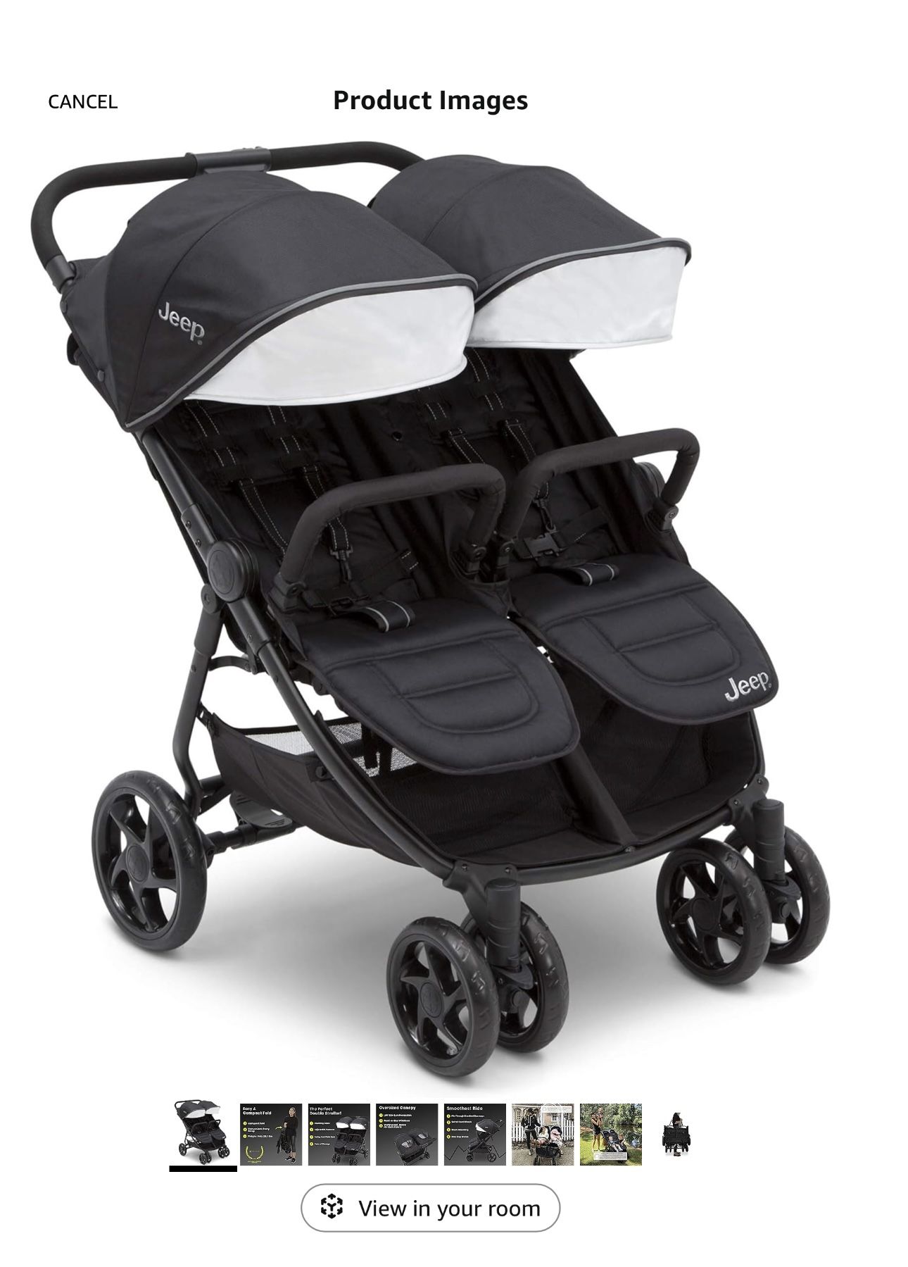 Double Stroller , Jeep Destination Ultralight Side x Side Double Stroller, Midnight