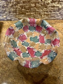 Brand New Large Decorative Bowl, Craft Fair Numbered Bowl Decoration, No Chips or Cracks, Size 17 Round by 5 1/2 Deep