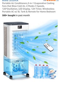 Portable evaporative air cooler in good working condition. Great for a bedroom, office, dorm, or small room.