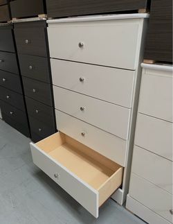 Dresser 5 drawer white with metal sliders Cajonera Blanco