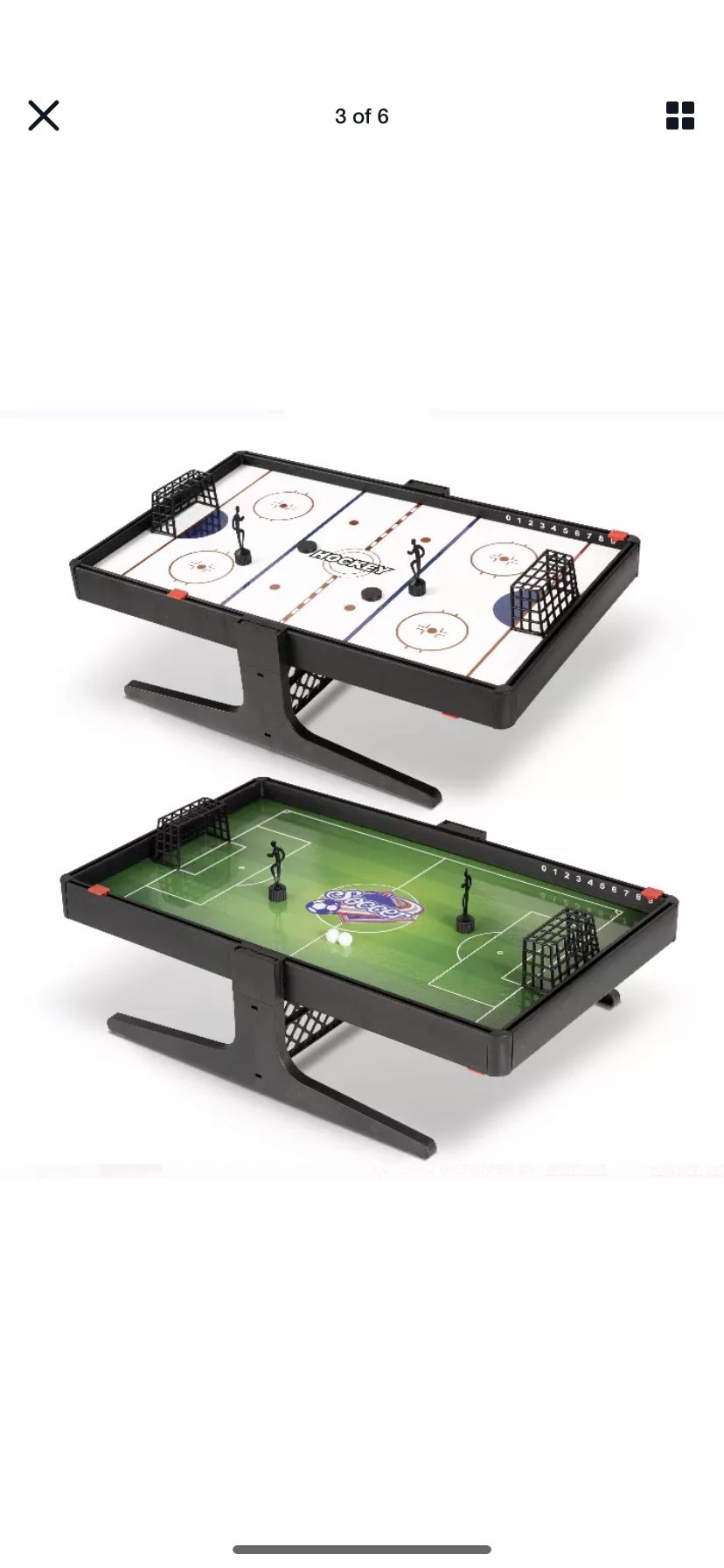 Fun 2 in 1 Compact Magnetic Air Hockey and Soccer Table - Indoor Sports Game