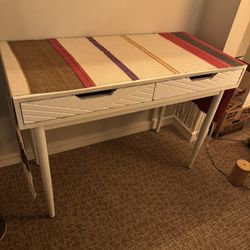 White Chalk- Painted Mid Century Modern Desk