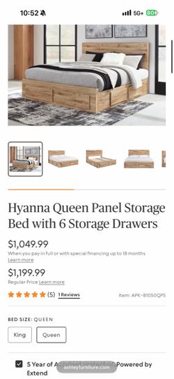 Hyanna Queen Panel Storage Bed with 6 Drawers