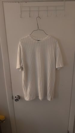 XL White Ribbed Knit T-Shirt