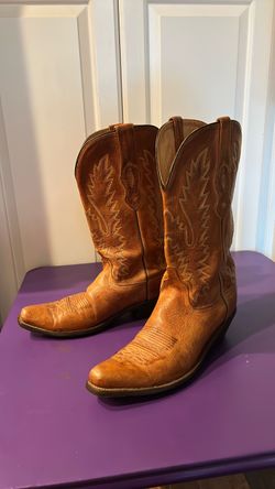 Vintage Tan Leather Cowboy Boots
