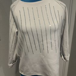 White Rhinestone Embellished Top Size Medium