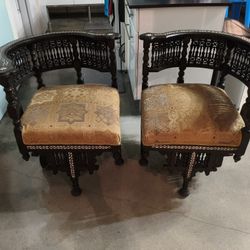 Moorish Corner Carved Walnut Chairs