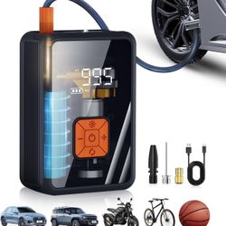 Portable Air Pump for Car Tires, 150 PSI Tire Inflator Cordless with LED Light, Rechargeable Auto Shut-off Air Compressor 2X Fast Inflation Tire Pumps