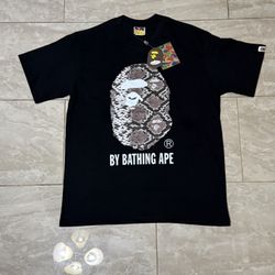 BAPE Snake Print Ape Head Tee – Black