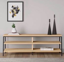 Modern Wood and Metal Console Shelf Table