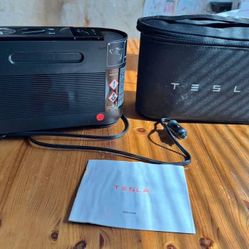 TESLA OEM TIRE INFLATOR AIR COMPRESSOR WITH TIPS & CASE - WORKS WITH ALL CARS!