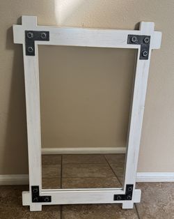 White Rustic Farmhouse Wall Mirror