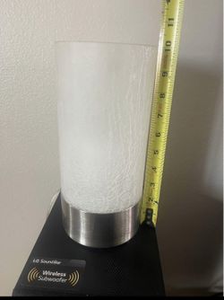 Modern Cylinder Touch Lamp — Crackle Glass & Brushed Nickel