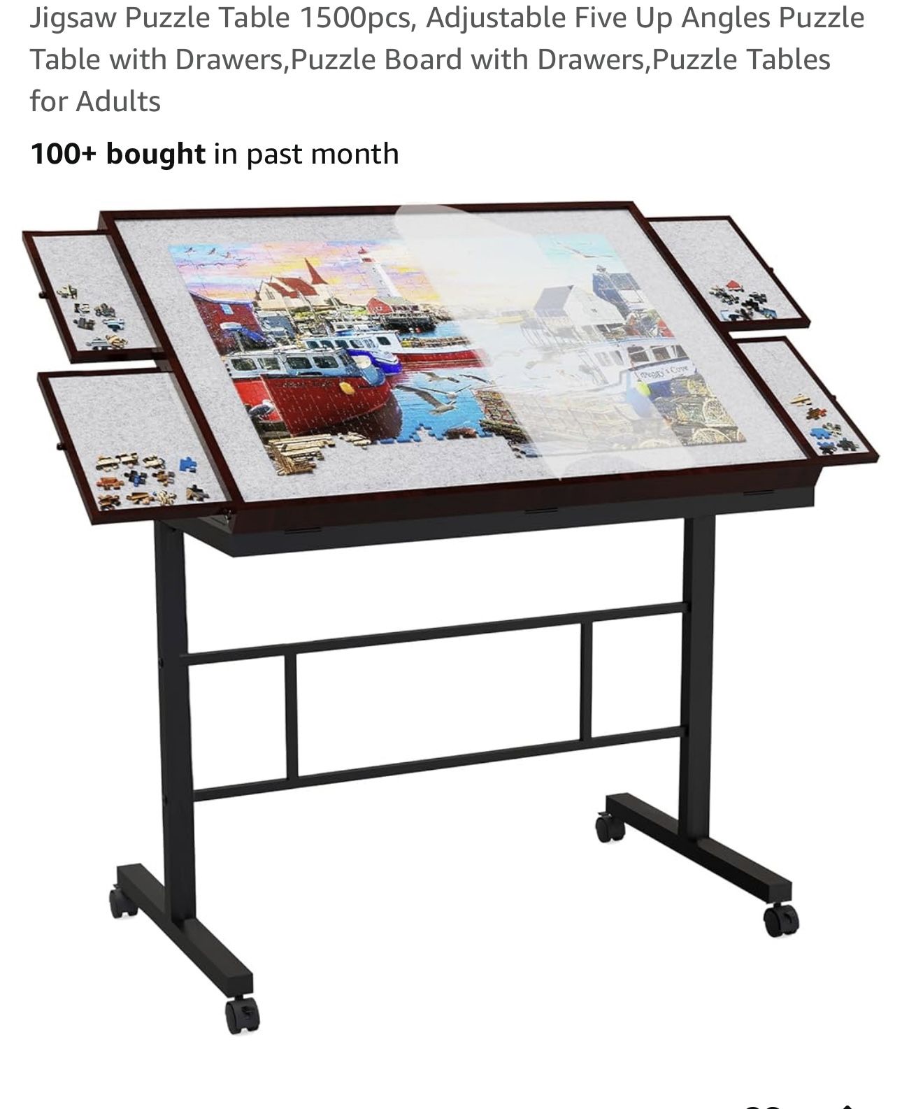 Jigsaw Puzzle Table 1500pcs, Adjustable Five Up Angles Puzzle Table with Drawers,Puzzle Board with Drawers,Puzzle Tables for Adults