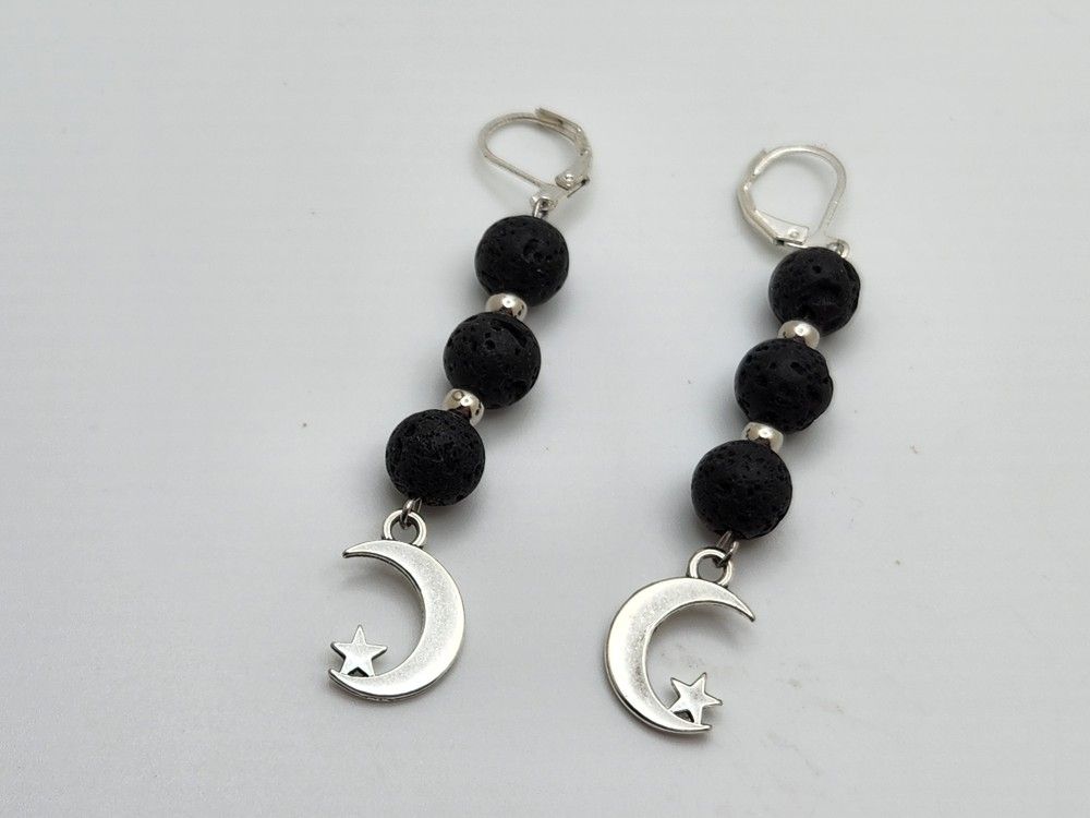 Silver Moon and Star Earrings