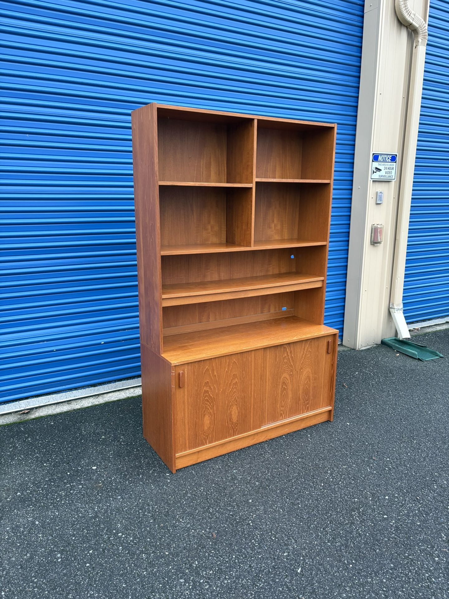 Mid Century Modern Danish Teak Large Bookshelf With Storage
