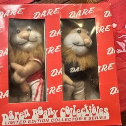 Box Set Vintage DARE Violence Education Lion Plush Stuffed 7” D.A.R.E. 90s