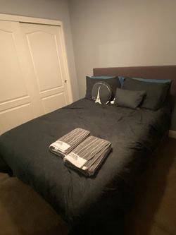 Moving Sale Full size Bwd frame, box spring and mattress