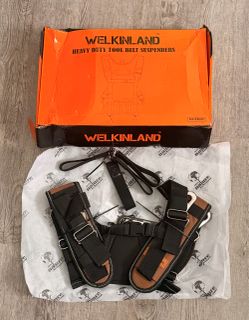 WELKINLAND Heavy Duty Tool Belt Suspenders Adjustable Work Harness Open Box