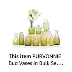 Vintage Small Glass Vases Set of 10,Mini Bud Vases for Flowers