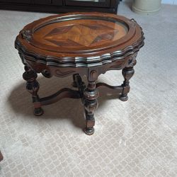 Antique Table with serving tray insert