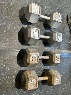 Cast Iron Hex Dumbbells 40 and 45 lb Pairs