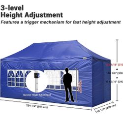 💙10x20' Heavy Duty Enclosed Pop Up Canopy Folding with 4 Sidewalls for Outdoor Event Vendor Farmer Flea Market Tent💙💙💙