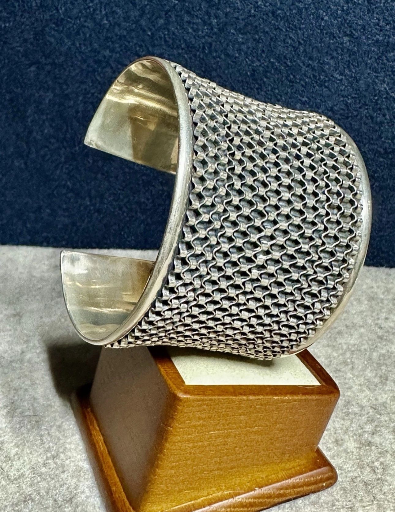 FREE SHIPPING! Beautiful 925 Sterling Silver Wide Woven Cuff Bracelet 7”
