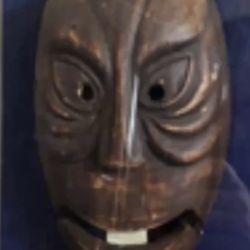 17 1/2 X 14 INCHES IN CASE ANOTHER MASK IN A DISPLAY CASE