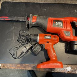 Black and Decker 18v cordless reciprocating saw and drill