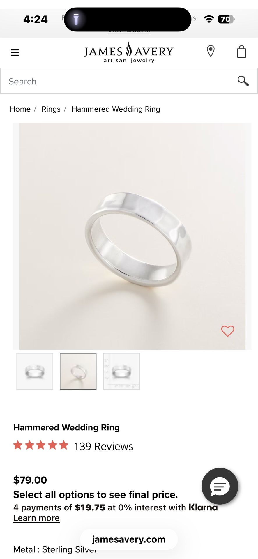 james avery hammered ring