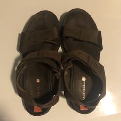 Merrell Mens Move Strap Sandals Sport Hiking Shoe Brown Leather - Size 12