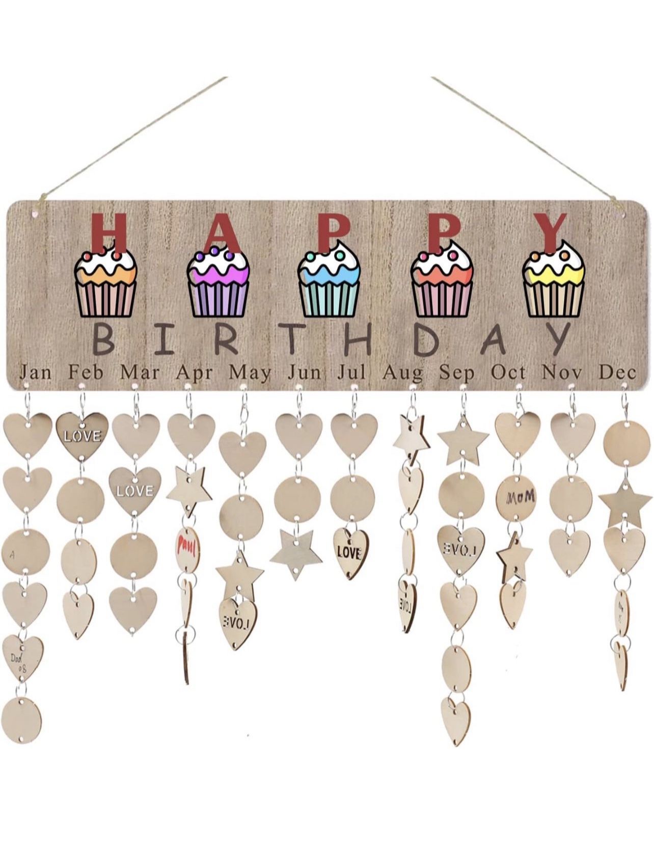 Brandnew Birthday Calendar with Tags Wall Hanging Board Birthday Reminder Important Dates Tracker