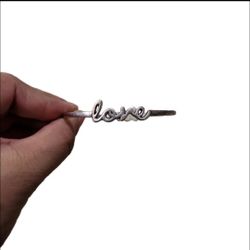 Vintage Silver Toned Cursive Love Bangle Bracelet
