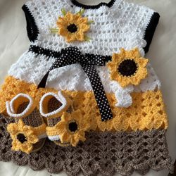 Vestido Tejido A Crochet Para Bebé Para Un Pedido Se Requiere Un Depósito 
